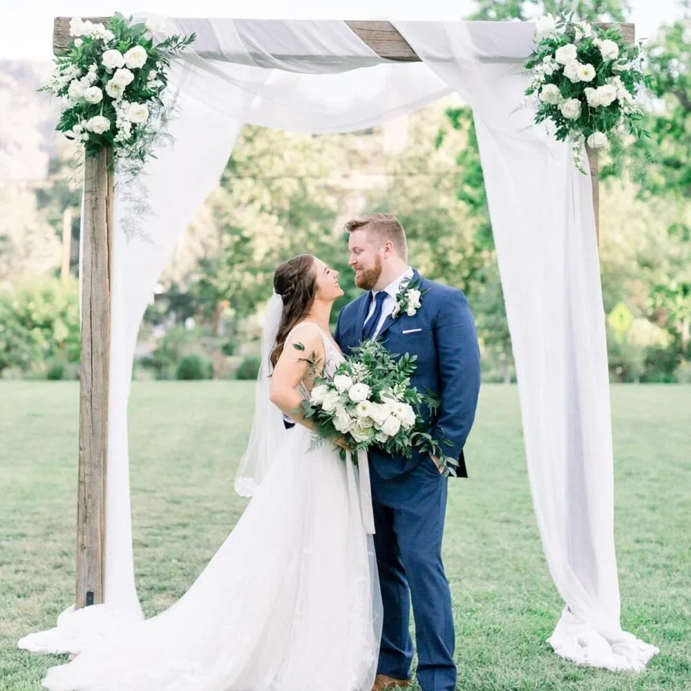 Wedding Arch Draping Fabric Ivory, White 2 Panels 6 Yards Sheer Chiffon Backdrop